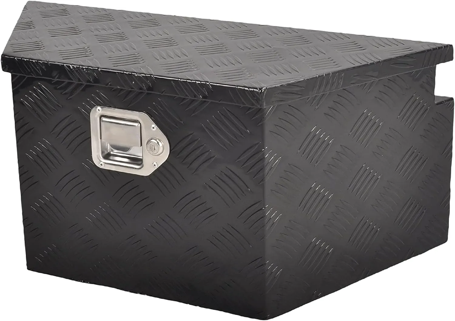 26 Inch Aluminum Utility Trailer Tongue Tool Box Wide Utility Trailer Tongue Tool Box RV Storage OrganizerTrailer Storage Tool Box With Lock & Keys Black,5 Bar Tread (26"X13.3"X12")