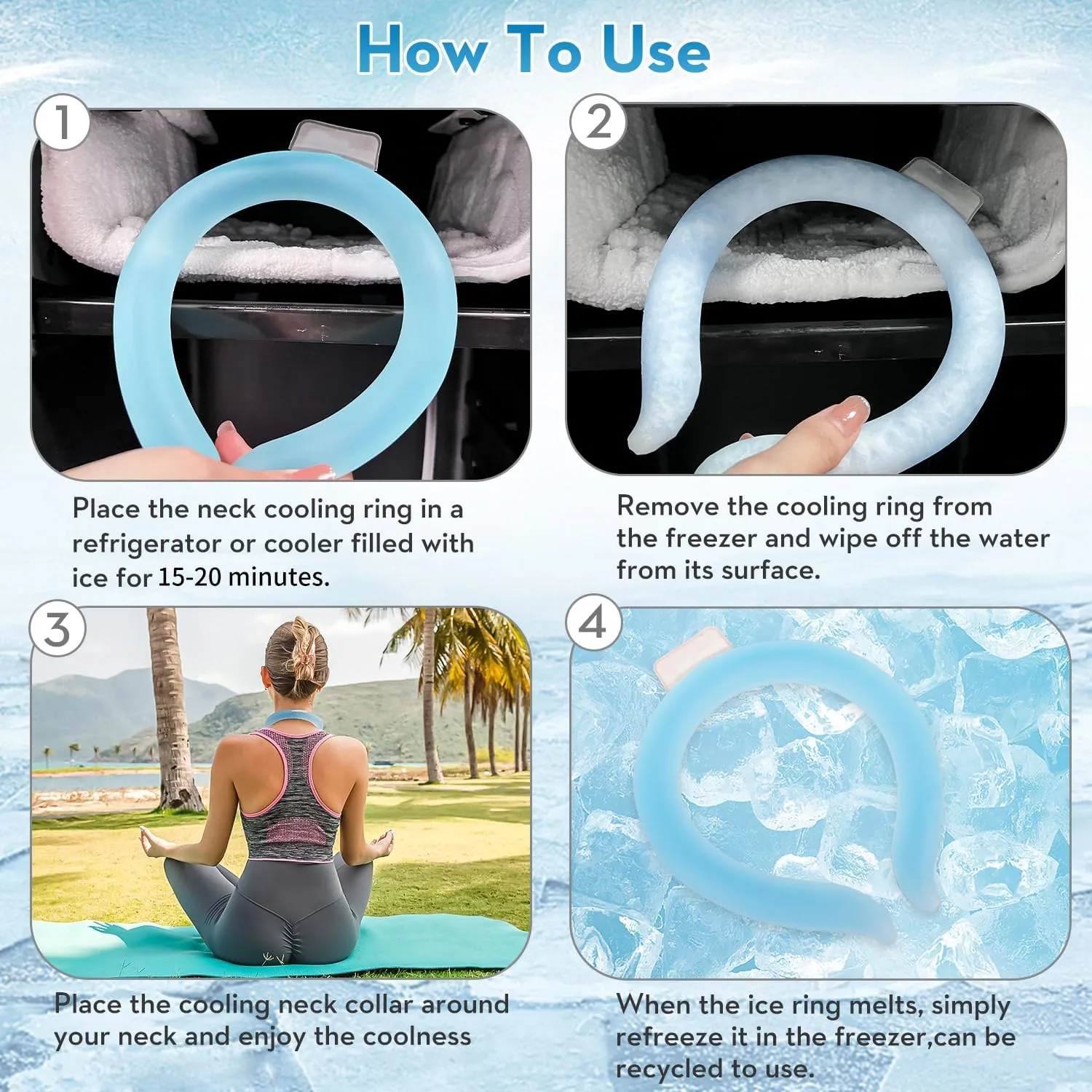 2PCS Neck Cooling Tube with Cold Insulated Bag,Reusable Ice Neck Ring Wearable Body Cooler Products for Summer Heat (Blue*2)