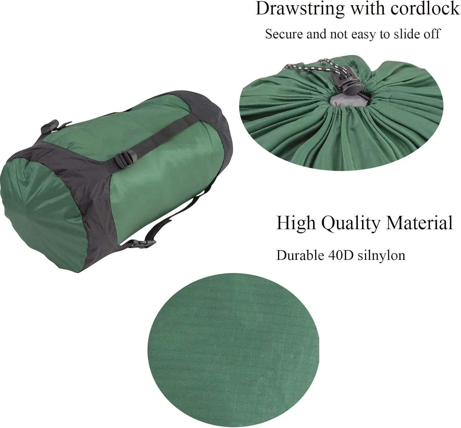 2pcs Nylon Compression Sack for Sleeping Bag, Lightweight Stuff Bag Organizer for Camping Backpacking Hiking