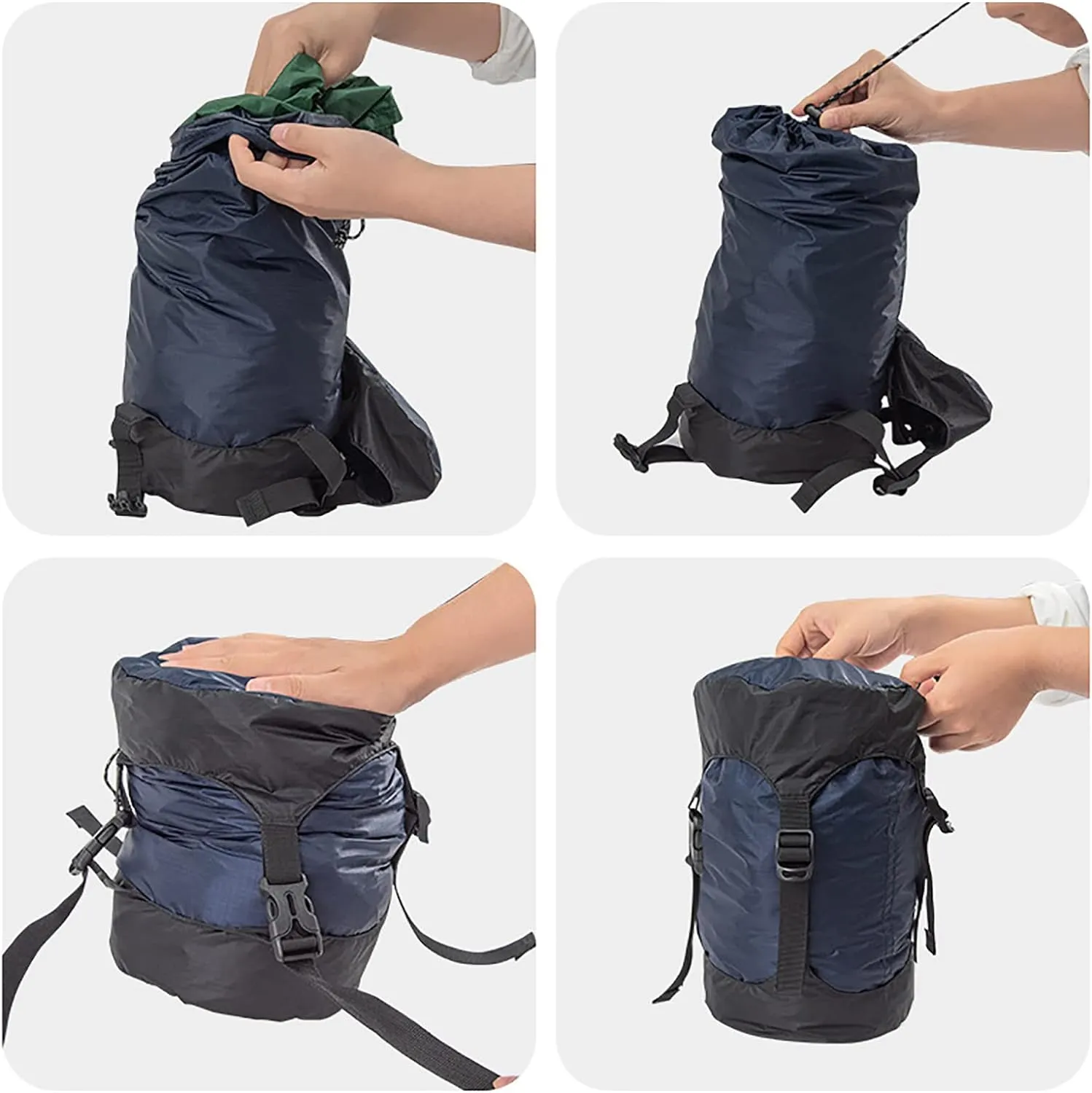 2pcs Nylon Compression Sack for Sleeping Bag, Lightweight Stuff Bag Organizer for Camping Backpacking Hiking