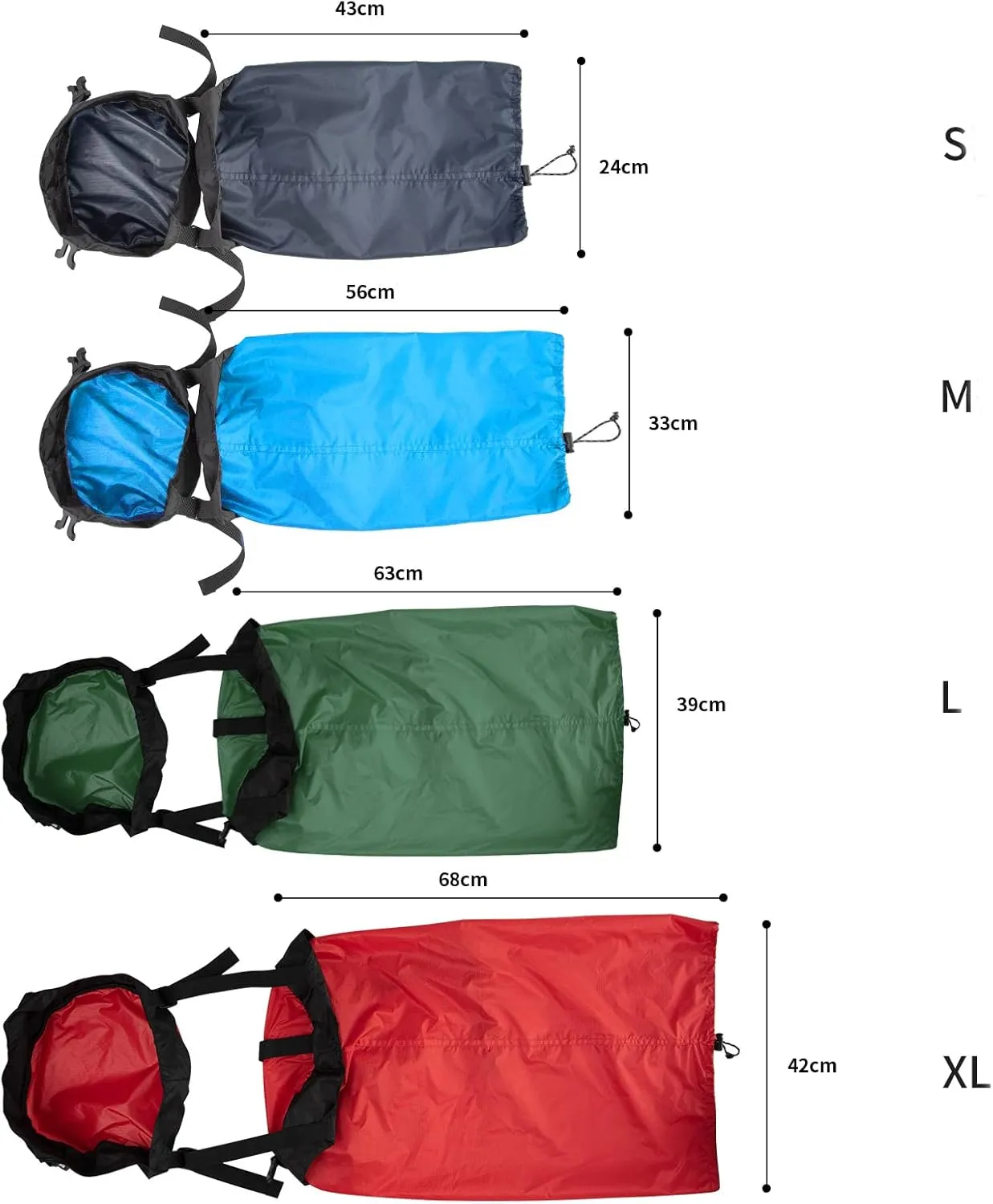 2pcs Nylon Compression Sack for Sleeping Bag, Lightweight Stuff Bag Organizer for Camping Backpacking Hiking