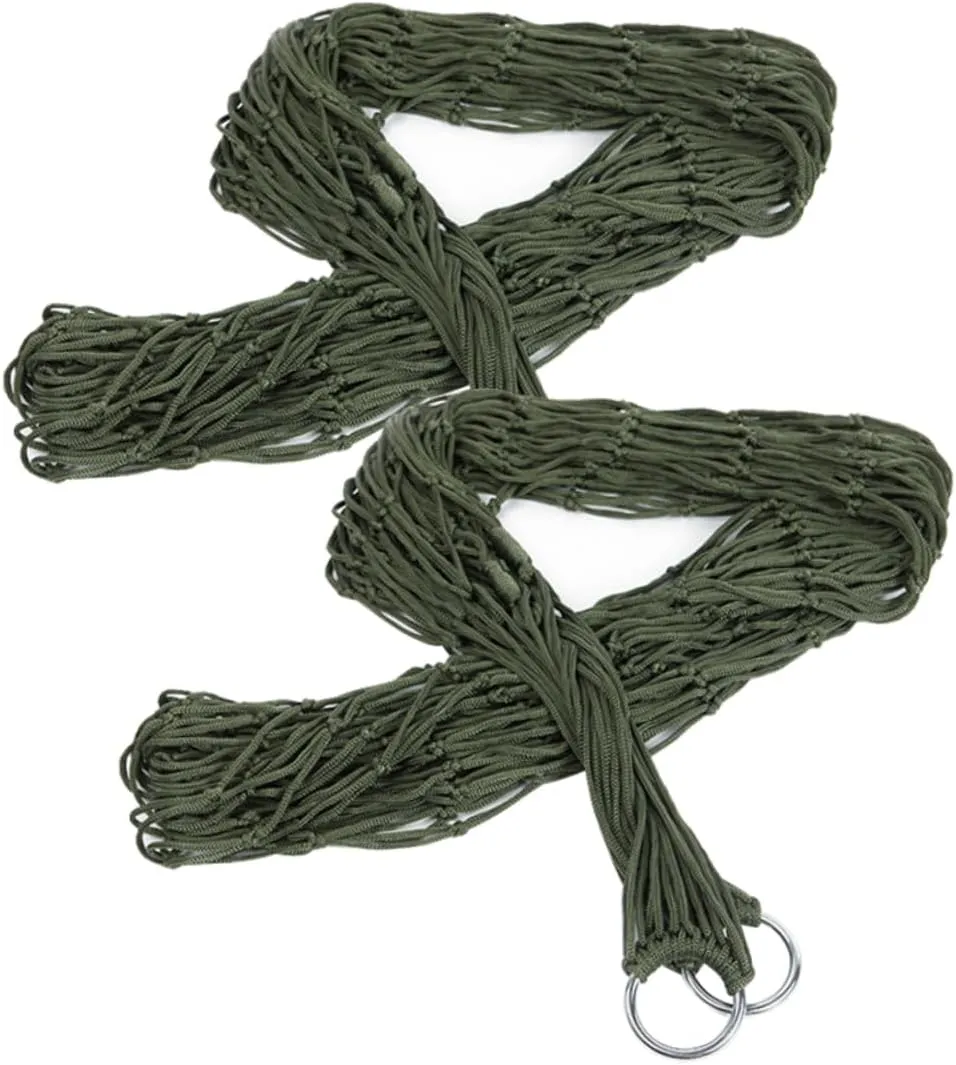 2Pcs Nylon Hammocks for Outdoor Leisure Bed Portable Camping Hanging Bed Army Green for Relaxing by Pool Lake Hiking Picnics and Travel