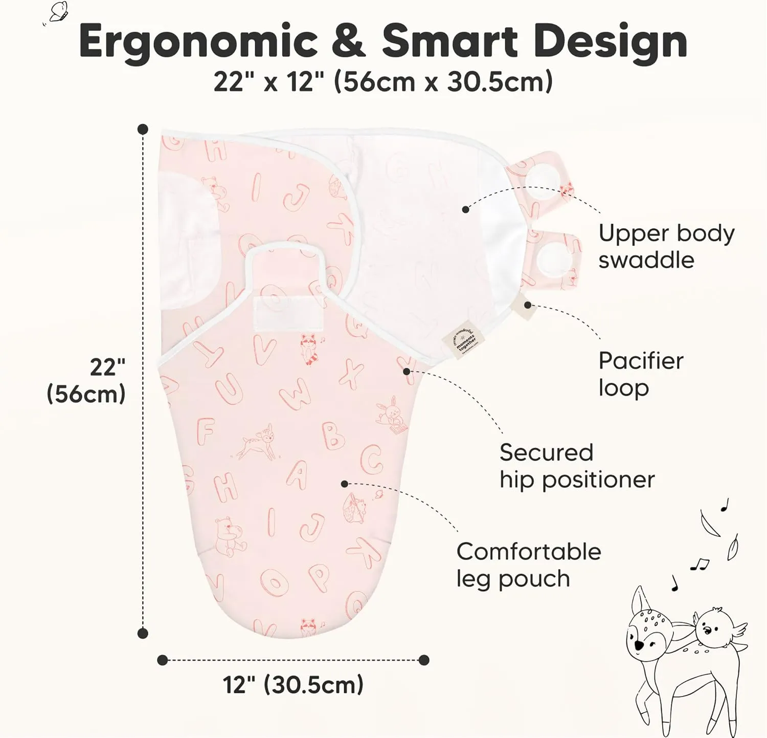 3-Pack Organic Baby Swaddle Sleep Sacks - Swaddles for Newborns, Infant 0-3 Months, Baby Girls, Boys, Soft & Snug Newborn Sleep Sack, Nursery Swaddling Blankets (ABC Land Rose)
