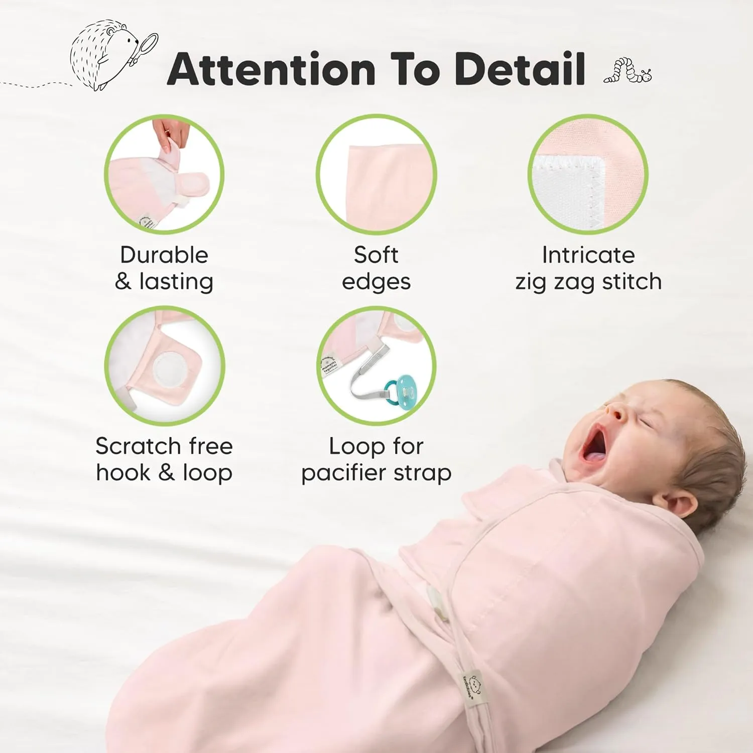3-Pack Organic Baby Swaddle Sleep Sacks - Swaddles for Newborns, Infant 0-3 Months, Baby Girls, Boys, Soft & Snug Newborn Sleep Sack, Nursery Swaddling Blankets (ABC Land Rose)