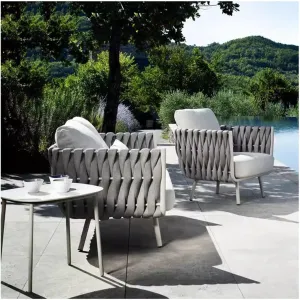 3 Pieces Patio Sofa with Cushions & Lumbar Pillows, Outdoor Patio Furniture Set for Patio, Balcony, Backyard, Deck, Poolside