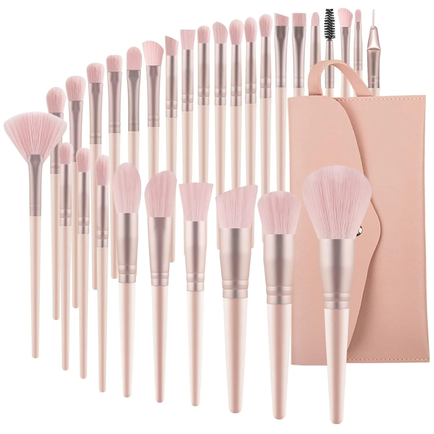 30-Pcs Professional Makeup Brush Set with Bag Synthetic Bristles,Travel-Friendly Cosmetic Brush Kit for Powder, Foundation, Contour, Eyeshadow, Blending, Cruelty-Free