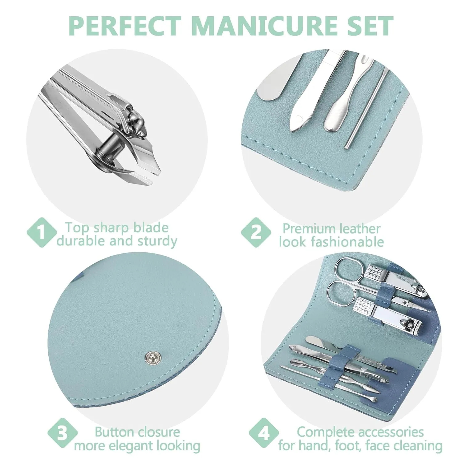 30 Set Manicure Kit Bulk Nail Clippers Kit 7 in 1 Mini Nail Clippers Stainless Steel Professional Nail Care Pedicure Kit with Travel Bag Grooming Kit for Valentine Women Men Home(Bright Color,Classic)