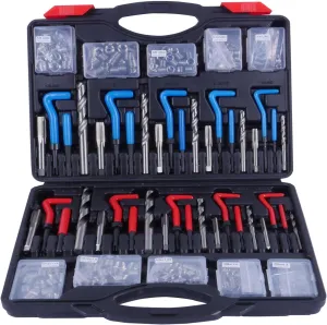314Pcs Thread Repair Kit, Metric Helicoil Repair Kit with HSS Drill Bits Inserts Taps Break Off Tools: M5 M6 M8 M10 M12, SAE Helicoil Kit: 1/4" 5/16" 3/8" 7/16" 1/2"