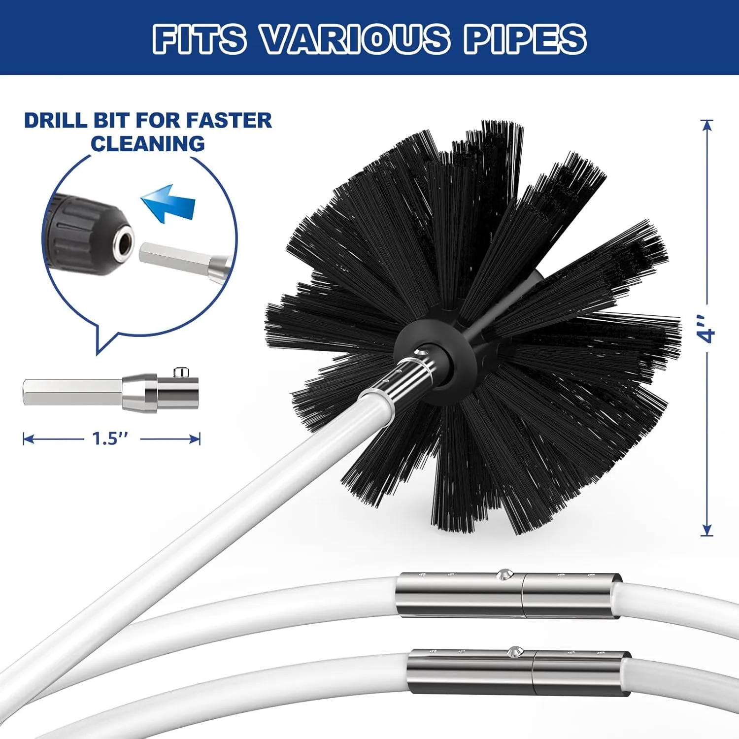 35 Feet Dryer Vent Cleaner Kit, Lint Remover, Upgraded Flexible Quick-Snap Brush with Drill Attachment, Extends Up to 35 FEET for Easy Cleaning, Cleaning Tools Use with/Without a Power Drill