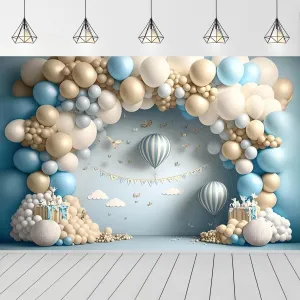 3D Balloon Backdrops for Photoshoot Hot Air Balloon Butterfly Newborn Birthday Party Decorations Baby Shower Cake Smash Backdrop Wedding Bridal Shower Birthday Party Background,7X5FT