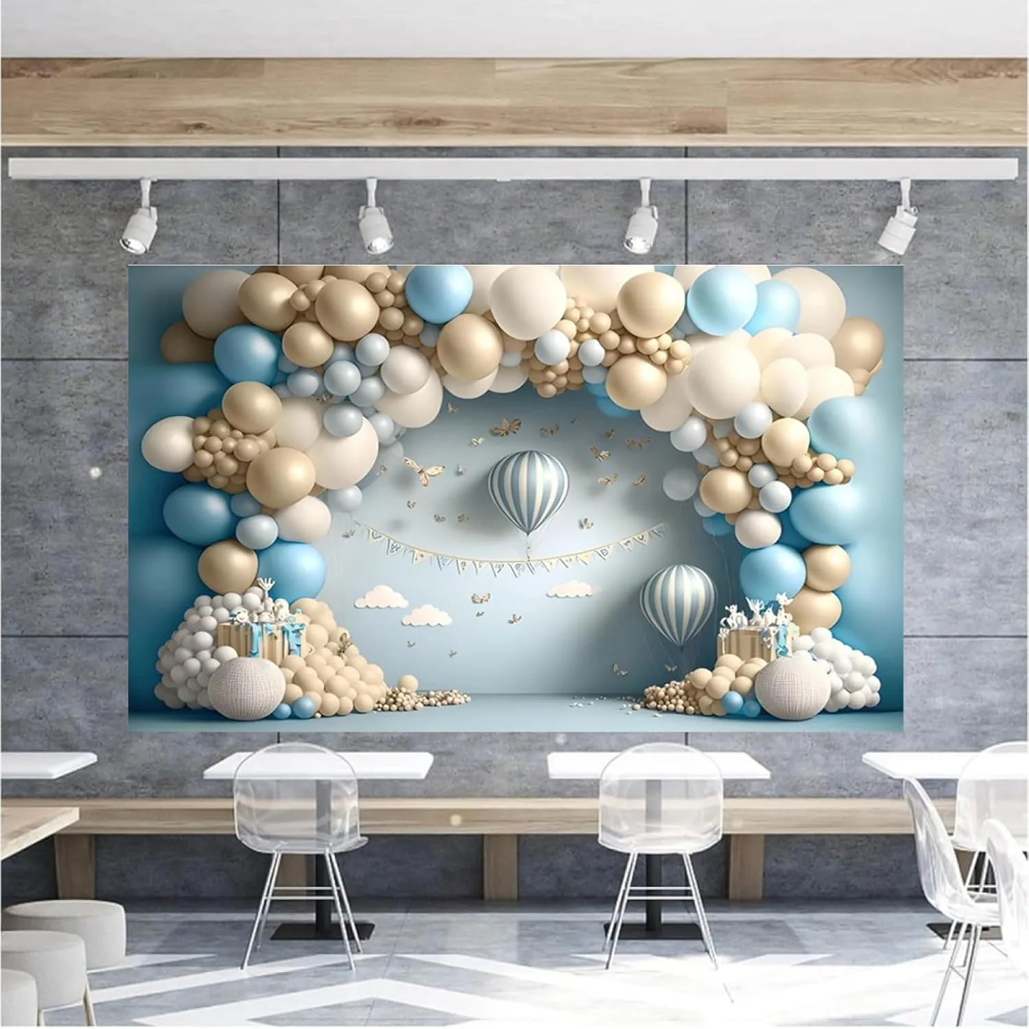 3D Balloon Backdrops for Photoshoot Hot Air Balloon Butterfly Newborn Birthday Party Decorations Baby Shower Cake Smash Backdrop Wedding Bridal Shower Birthday Party Background,7X5FT