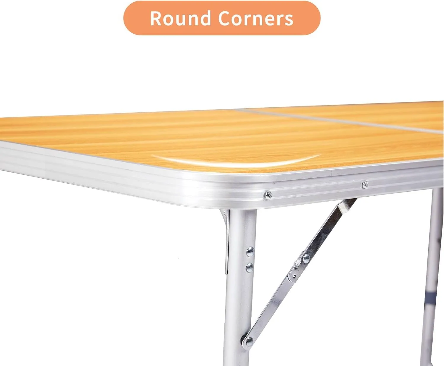 3ft Outdoor Folding Table, Portable Rectangular Dining Tables with Ergonomic Carry Handle, Aluminum Alloy Multipurpose Beach Tables for Patio Party, Load Bearing Capacity 70LBS (Wood Grain Color)