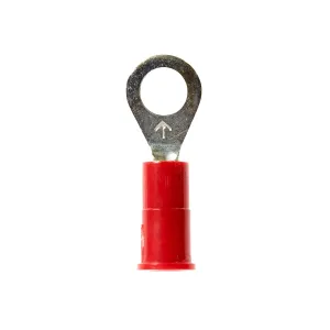 3M C3SD Highland Vinyl Insulated Ring Terminal RV18-10Q, AWG 22-18, standard-style ring tongue fits around the stud, 25/bag, Red, 10 stud size