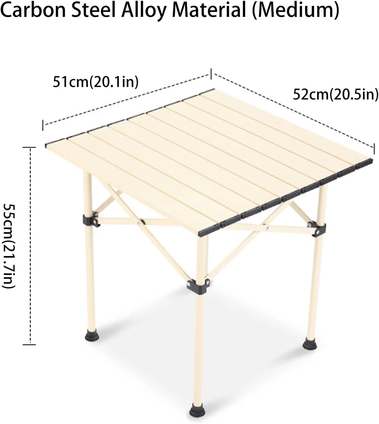 4-6 People Camping Table, Roll-Up Lightweight Picnic Table with Large Aluminum Tabletop & Carrying Bag, Portable Outdoor Folding Table for Hiking, Backpacking & Fishing(Carbon Steel Wood Gra