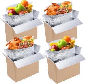 4 Pack Insulated Shipping Boxes with Aluminum Foil Liner, Styrofoam Cooler Shipping Boxes, Foam Cooler Cold Food Shipping Box Insulated Box for Travel Mailing Packing Delivery 8"x4"x6"