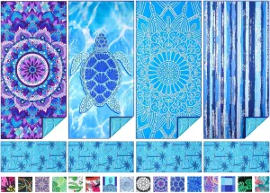 4 Pack Microfiber Thin Beach Towel Lightweight 71x32 Extra Large Sand Free Soft Towels Quick Dry for Travel Pool Yoga Gym Sports Beach Accessories Vacation Essential Gift