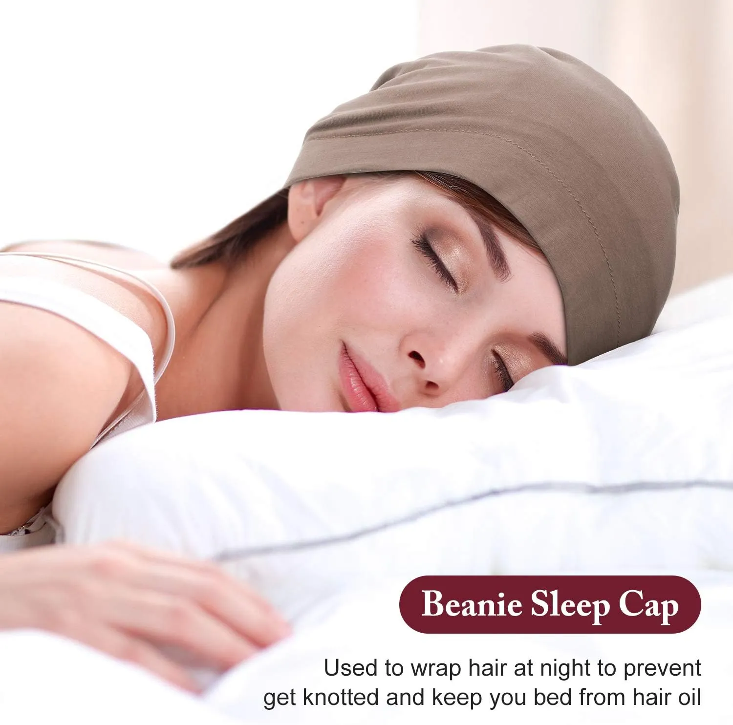 4 Pieces Satin Lined Sleep Cap Slouchy Beanie Hat Night Hair Cap for Women
