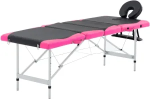4-Zone Foldable Massage Table for Enhanced Relaxation and Comfort, Adjustable Height, Portable Design, Black and Pink