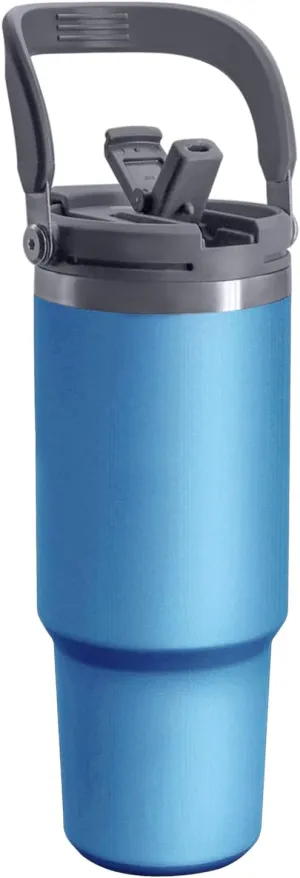40 oz Tumbler with Handle, Insulated Tumbler with 2-in-1 Lid and Straw, Vacuum Double Walled Stainless Steel Leak Proof Water Bottle Large Coffee Cup Travel Mug, Keep Cold and Hot, Blue