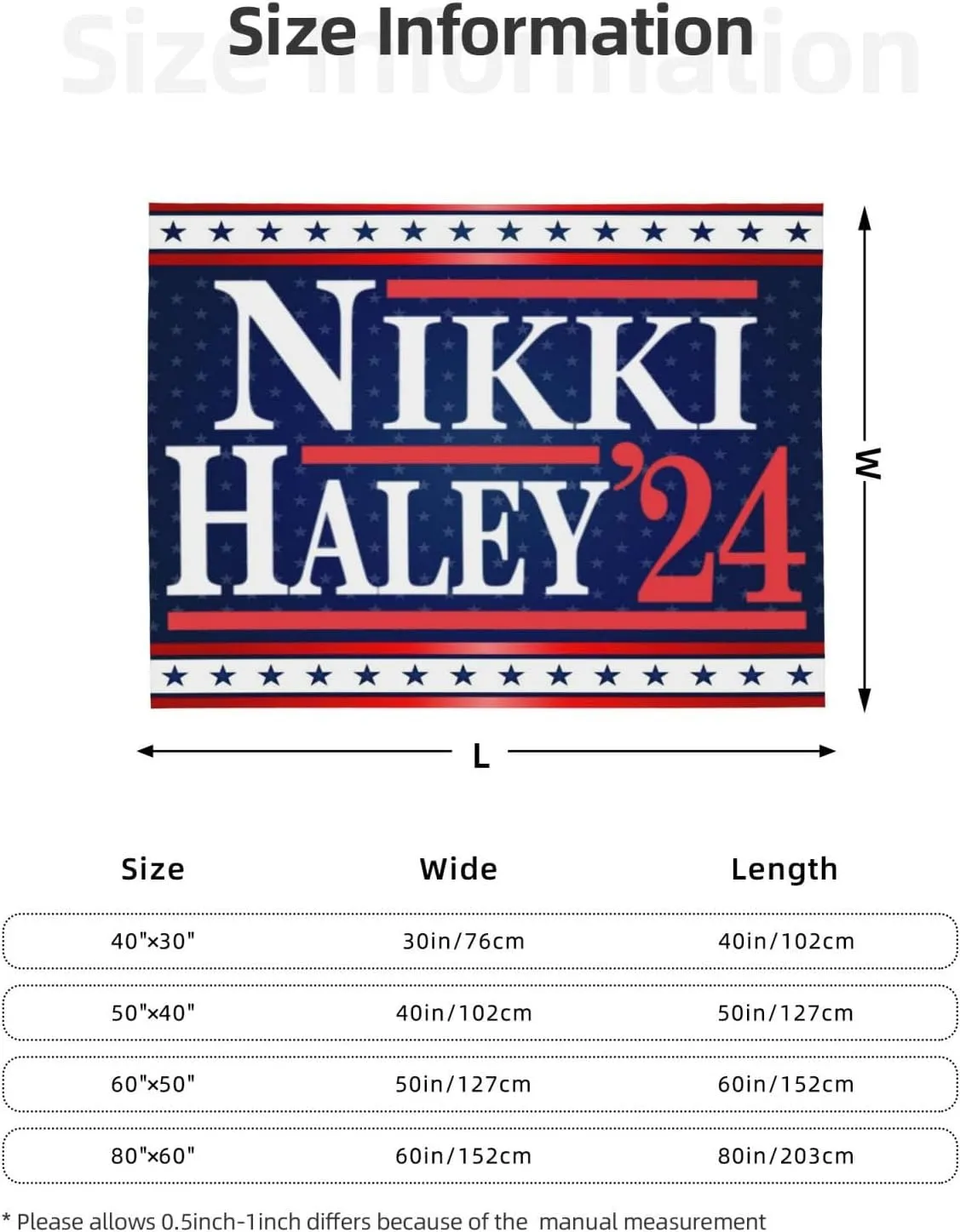 40"x30" Nikki Haley 2024 Gifts for Women Men Fleece Blanket Lightweight Blanket for Bed Sofa Couch Camping and Travel - Microplush - Soft Warm Blanket