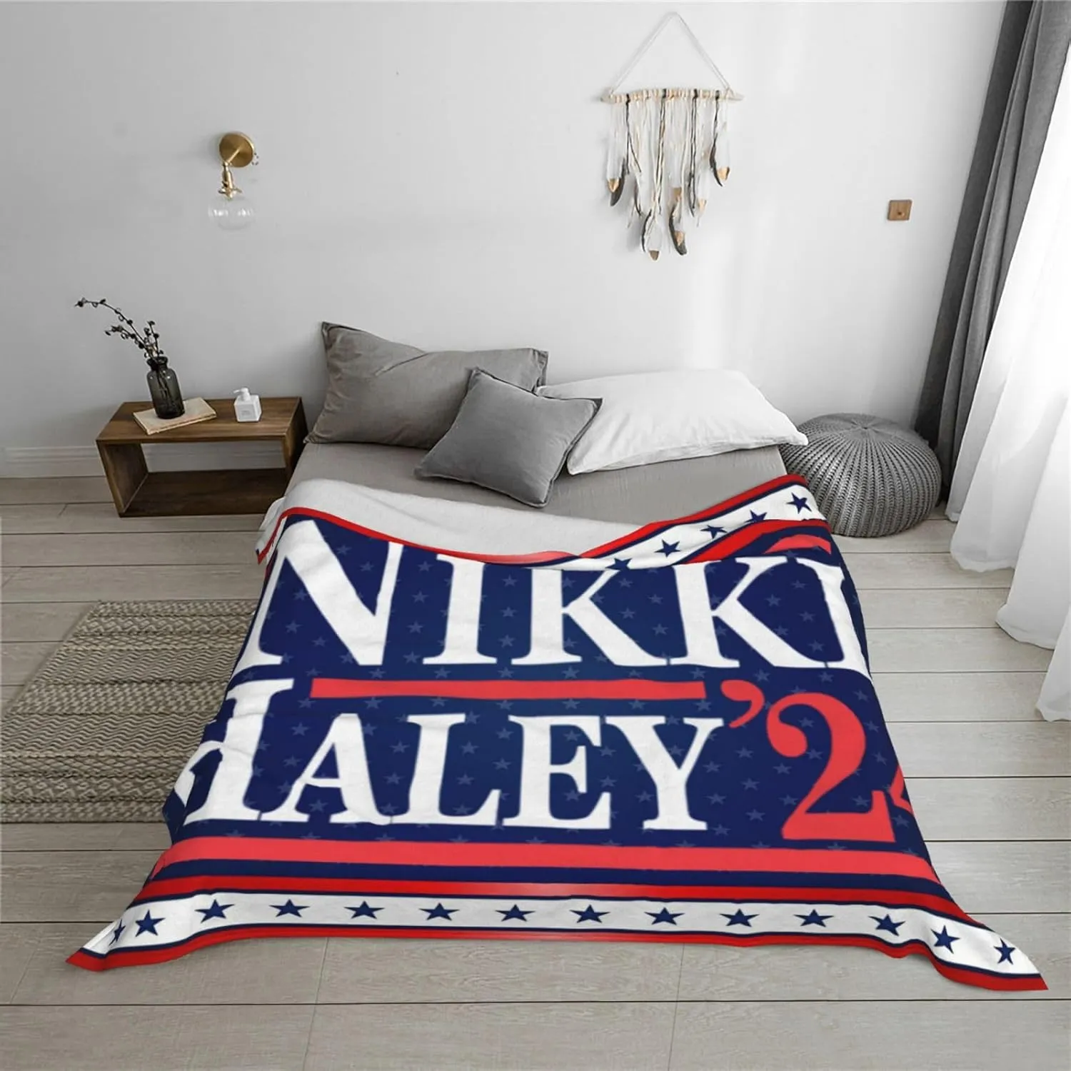 40"x30" Nikki Haley 2024 Gifts for Women Men Fleece Blanket Lightweight Blanket for Bed Sofa Couch Camping and Travel - Microplush - Soft Warm Blanket