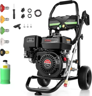 4200PSI Gas Pressure Washer, 4.0GPM Power Washer Gas Powered with 212CC Engine, 5 Nozzles, 25ft Hose & 0.5Gal Soap Tank - for Home, Car, Driveways, EPA/CARB/ETL Compliant 20FT x 1/4 (Black)