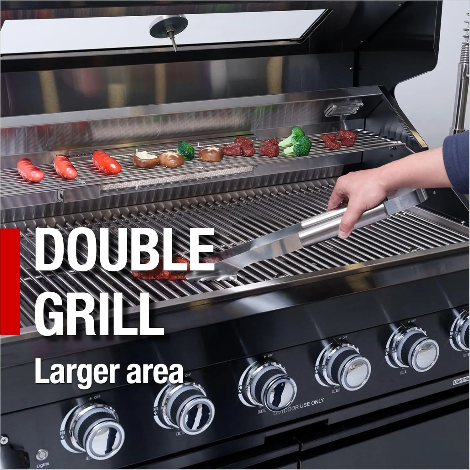 46" 4-Burner 72,000 BTU Deluxe Stainless Steel Gas Outdoor Kitchen Island Grill with Wine Cooler, Compact Refrigerator, Rotisserie, Granite Countertops & Storage Cabinets, Silver