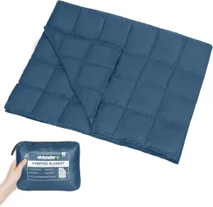 4Monster Packable Camping Blanket Lightweight,Compact Camping Quilt Water-Resistant, Wearable Warm Alternative Camping Blanket for Airplane, Hiking, Backpacking, Stadium,Beach