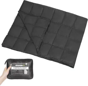 4Monster Packable Camping Blanket Lightweight,Compact Camping Quilt Water-Resistant, Wearable Warm Alternative Camping Blanket for Airplane, Hiking, Backpacking, Stadium,Beach