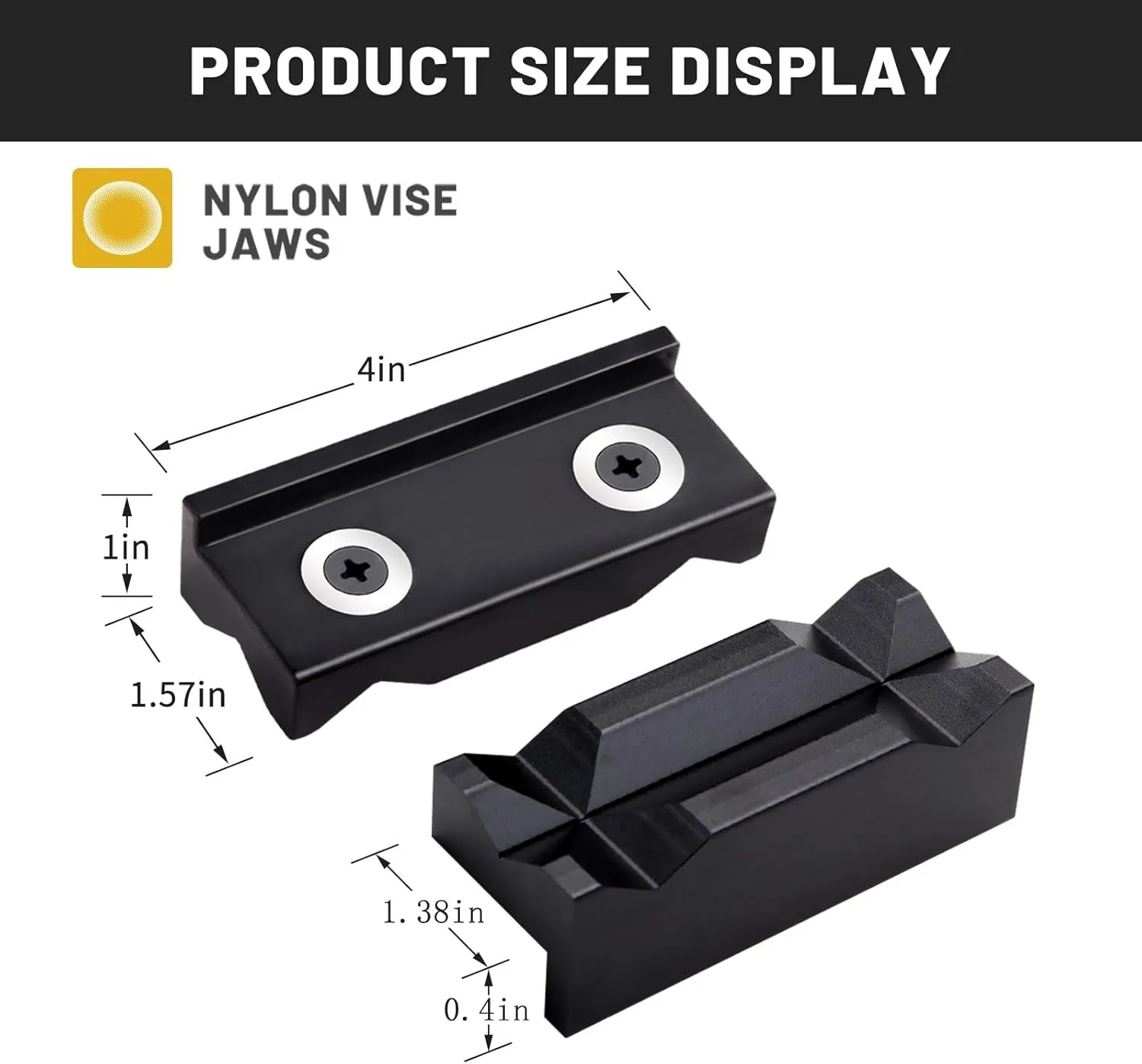 4" Aluminum Vise Jaw Pad AN Fittings Vise jaw, Bench Vise Jaw Pads Professional multi-purpose vise jaw protector of any metal desktop vise black. (One pair, Black, Aluminum)
