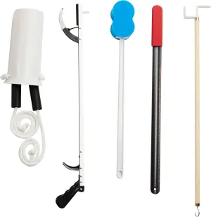 5-Piece Hip/Knee Replacement Kit [1 Each] – Surgery Assistance with Stocking Aid, Reacher, Sponge Rod, Shoehorn, and Hook | Medical Equipment