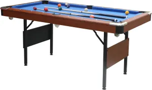 5.5 Ft Billiard Table for Family Fun, Folding Game Table with Blue Velvet Cloth