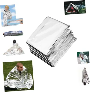 5pcs Safety Blankets Reflective Emergency Sunscreen Blankets 210x160cm Multi-Purpose for Camping Emergency