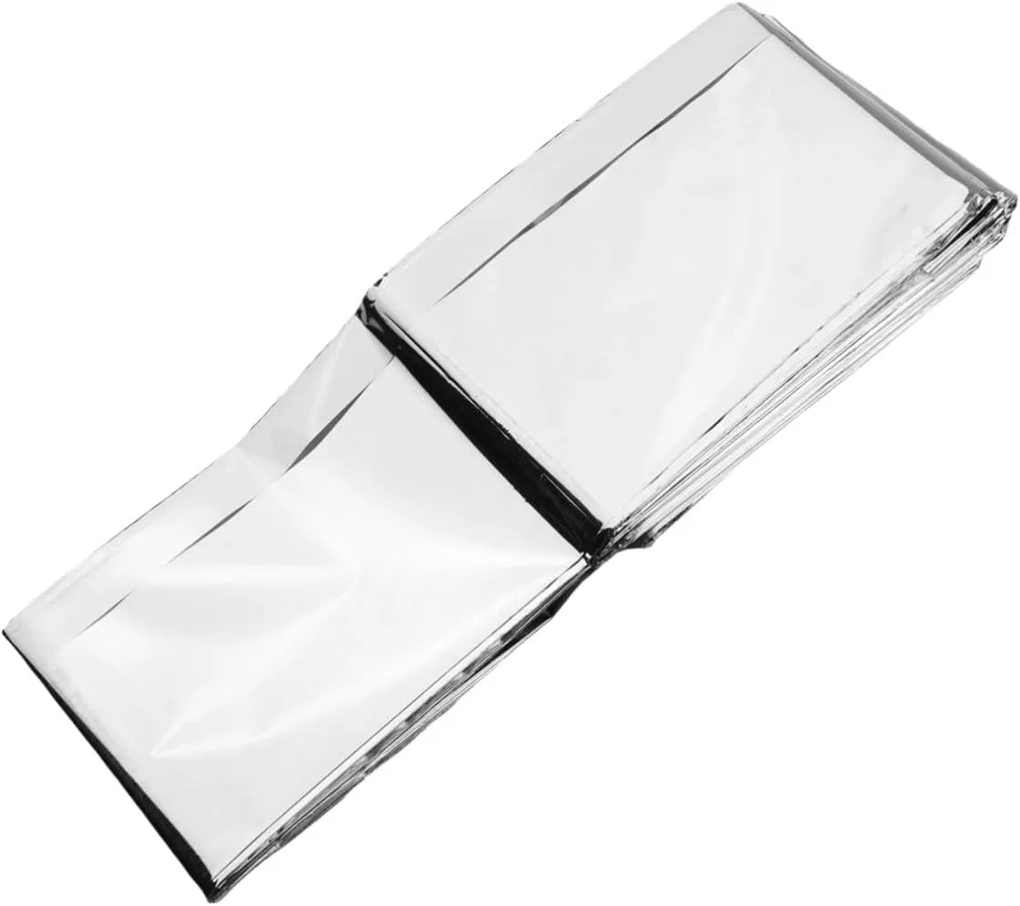 5Pcs Thermal Emergency Blankets Reflective Survival Blankets for Outdoor Use Camping Hunting Silver Efficient Heat Retention Lightweight Design