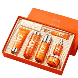 5x Vitamin C Toner Set, Korean 5 in 1 Active Vitamin C   Niacinamide Skin Care Set - Face Toner/Cleanser/Serum/Lotion/Cream/Eye Cream