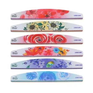 6-in-1 Nail Art Tool Set – Nail Polish Scrub Strips & Buffing Kit for DIY Manicure & Nail Care (Flower, One Size)