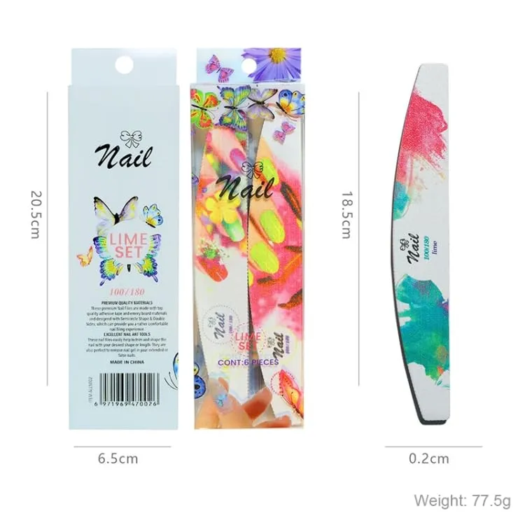 6-in-1 Nail Art Tool Set – Nail Polish Scrub Strips & Buffing Kit for DIY Manicure & Nail Care (Flower, One Size)