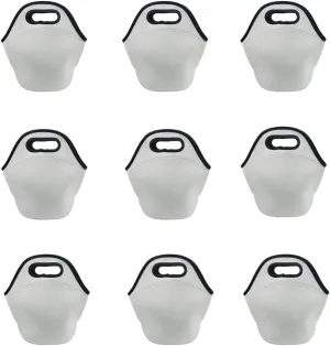 6 pcs Sublimation Blank Lunch Bag 11.8 x 11.8 in Tote Bag Reusable Insulated Thermal Food Carry Case Handbags with Zipper for Heat Press Transfer Printing (white front   black back   black bottom)
