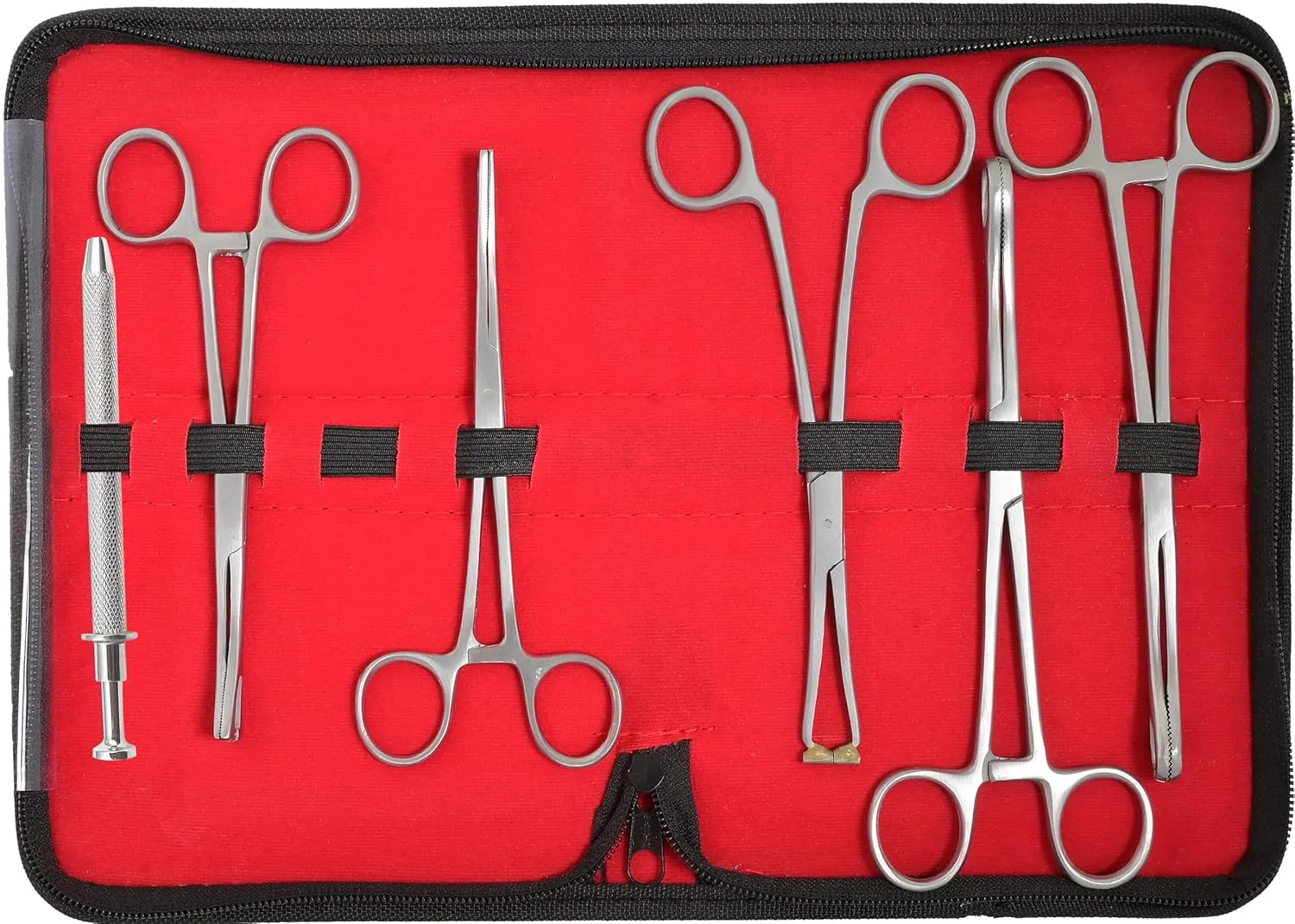 6 Pieces Body Piercing Instruments Kit Tools Penington, Sponge, Septum Forceps, 4 Prong Ball Grabber (Case) DS-1592