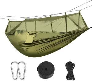 600lb Load Capacity Camping Hammock with Mosquito Net & Storage Bag - Lightweight Parachute Nylon for Hiking, Camping & Outdoor Relaxation