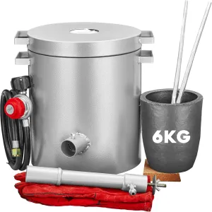 6KG Propane Melting Furnace Kit - 2700°F High Capacity Smelting Furnace Kit Ideal for Scrap Metal Recycling, Gold, Silver, Copper, and Aluminum, Sliver