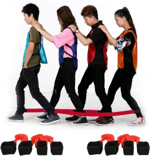 8 Pcs Fun-Filled 4-Legged Race Band Kit Cooperative Outdoor Game for Adults, Ideal for Birthday Parties, Team Bonding(Red)