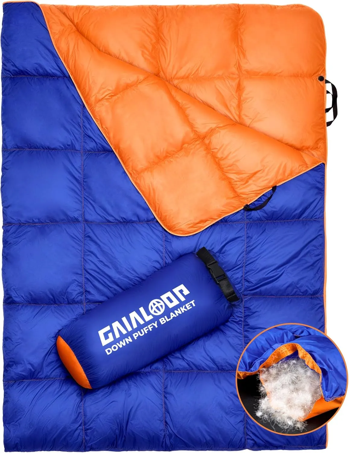 80% Duck Down GAIALOOP Down Puffy Blanket for Car Camping Outdoor Travel Backpacking, 80% Duck Down & 20% Feather, Lightweight Portable Soft Warm Cozy Duck Down Camping Blanket Quilt