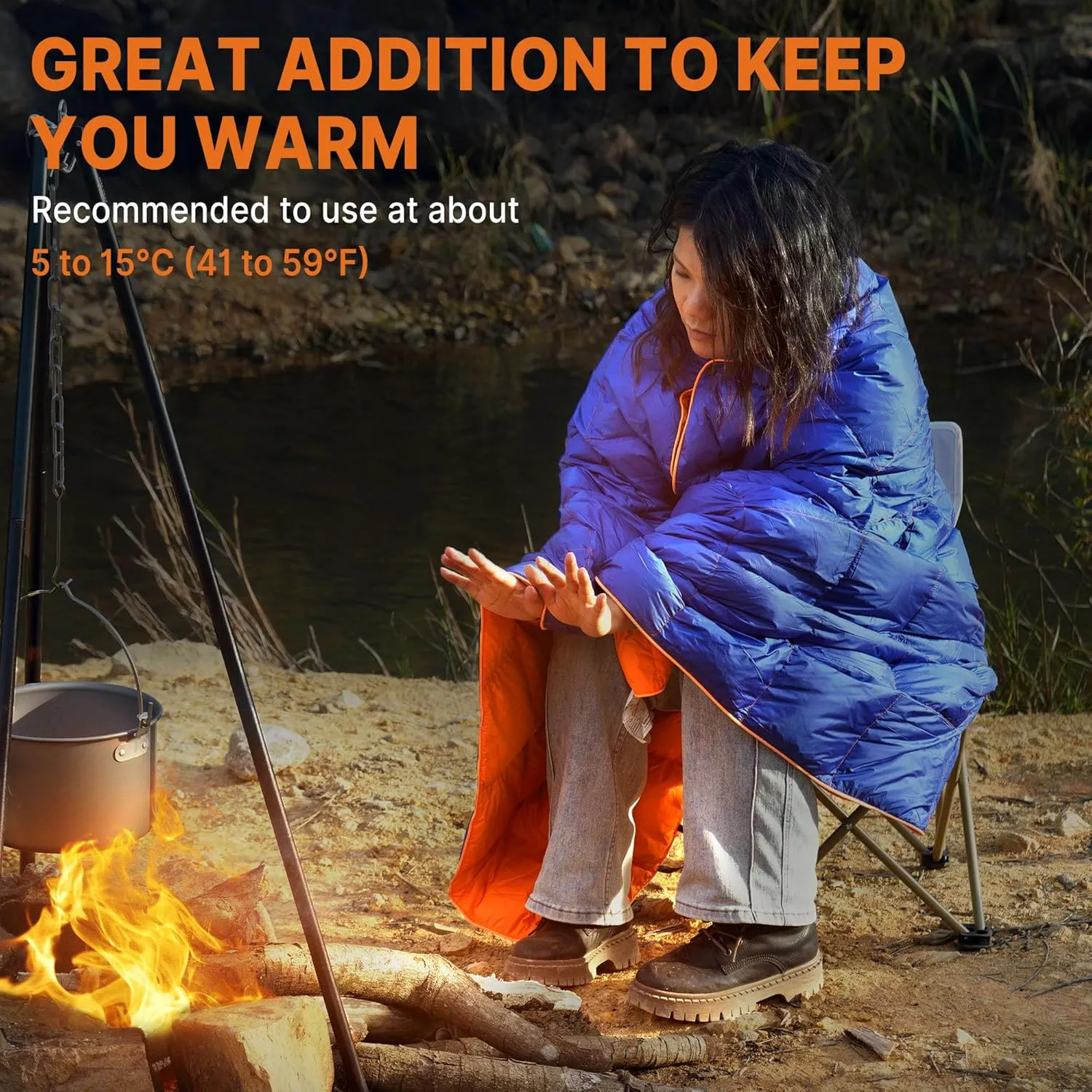 80% Duck Down GAIALOOP Down Puffy Blanket for Car Camping Outdoor Travel Backpacking, 80% Duck Down & 20% Feather, Lightweight Portable Soft Warm Cozy Duck Down Camping Blanket Quilt