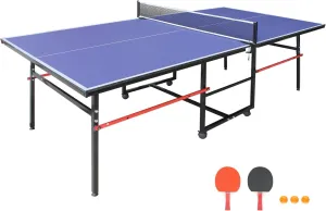8ft Professional MDF Indoor Table Tennis Table with Quick Clamp Ping Pong Net with Two Rackets and Three Balls