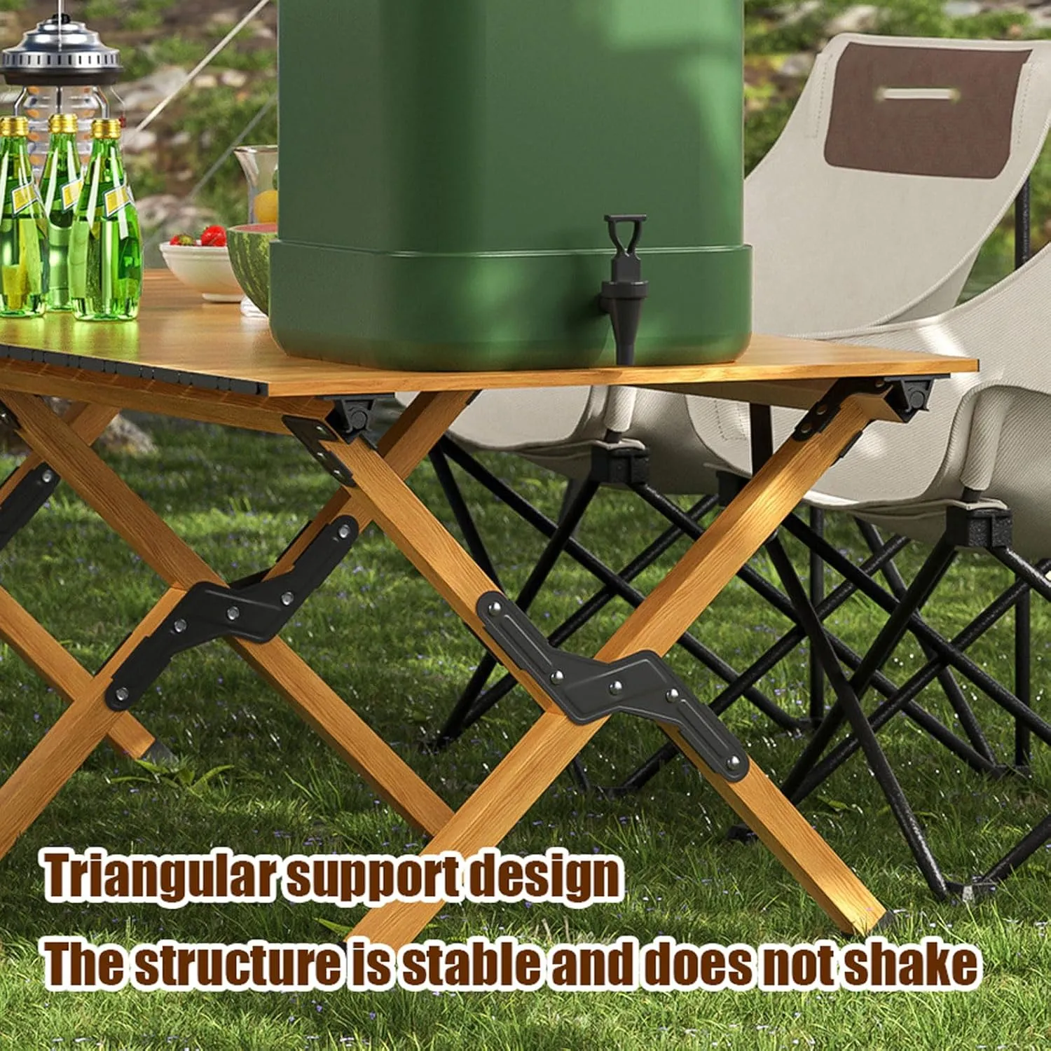 90cm Folding Camping Table & airs Set, Portable Lightweight Picnic Table with Carrying Bag and Aluminum Roll-up Top Foldable Compact Table, Easy to Assemble