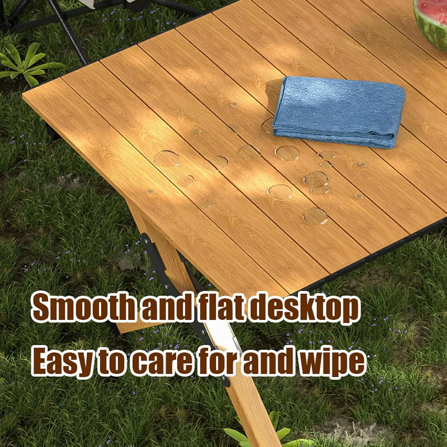 90cm Folding Camping Table & airs Set, Portable Lightweight Picnic Table with Carrying Bag and Aluminum Roll-up Top Foldable Compact Table, Easy to Assemble