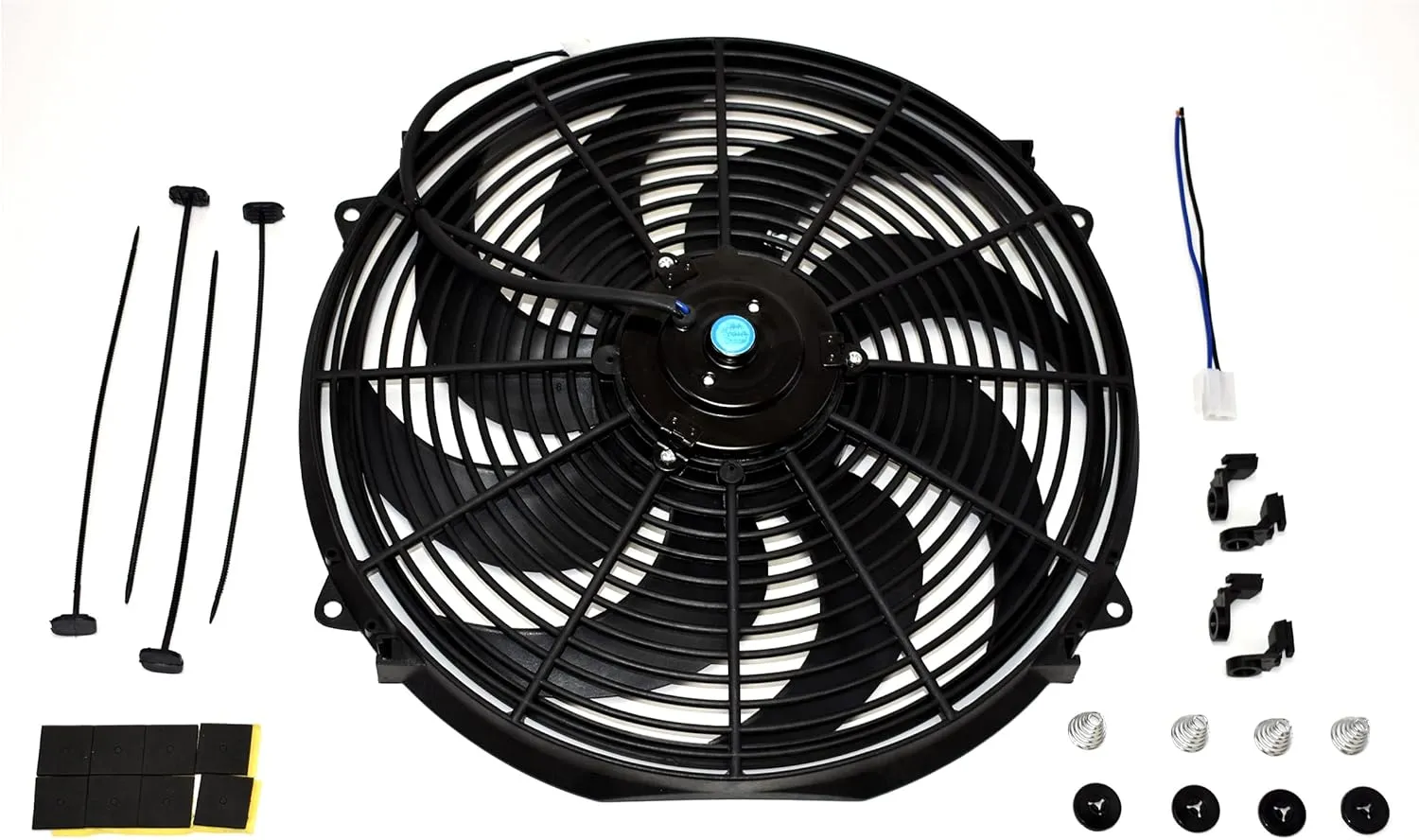 A-Team Universal High Performance Radiator Electric Cooling Fan Assembly Kit - 16" Size - Heavy Duty - 3000 CFM Capacity - 12 Volts - 8 Blade Design - Perfect for Turbo Applications - Black