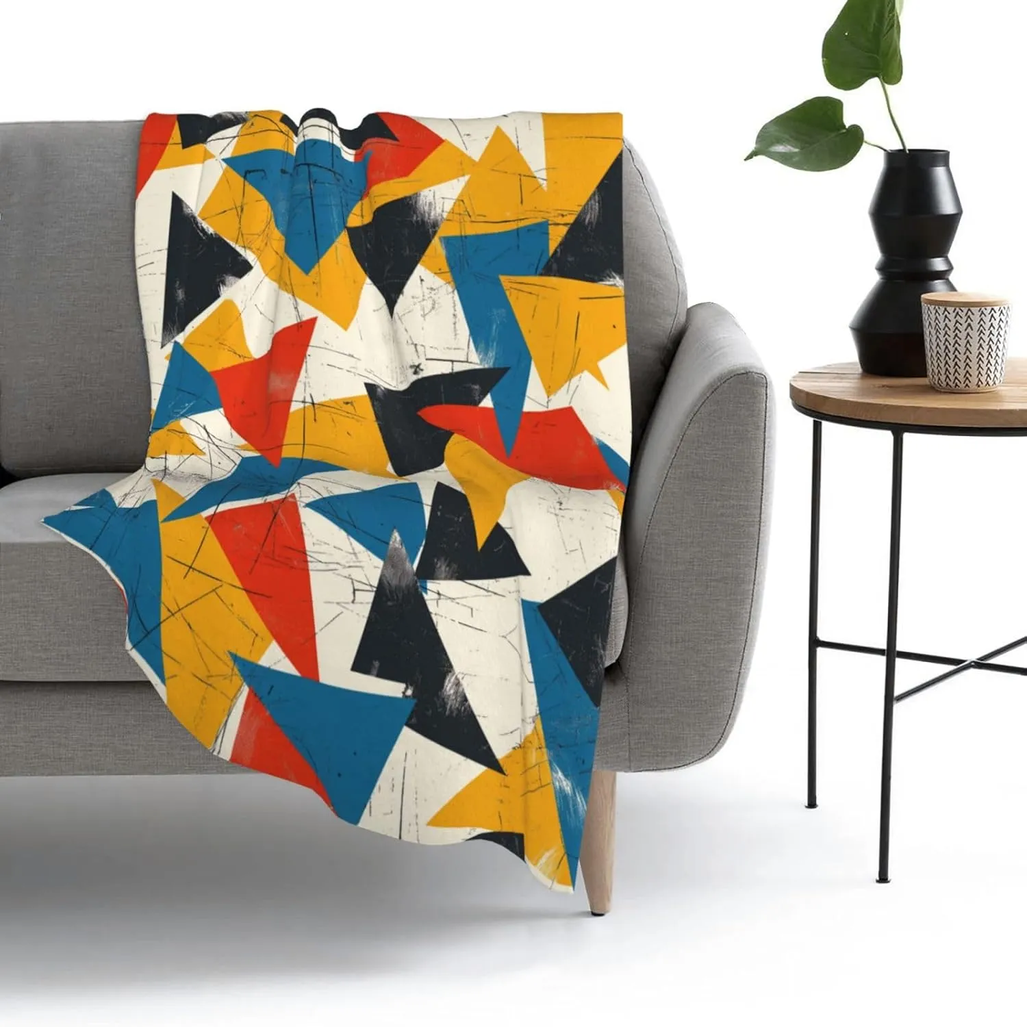 Abstract Art Flannel Blanket 50"x60", Ultra Soft Throw for Couch, Bed, and Sofa, Perfect for Men and Women, Cozy Warmth for Reflective Afternoons, Abstract Design Decorative Blanket