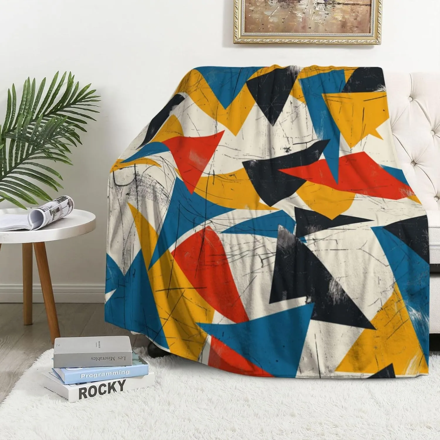 Abstract Art Flannel Blanket 50"x60", Ultra Soft Throw for Couch, Bed, and Sofa, Perfect for Men and Women, Cozy Warmth for Reflective Afternoons, Abstract Design Decorative Blanket